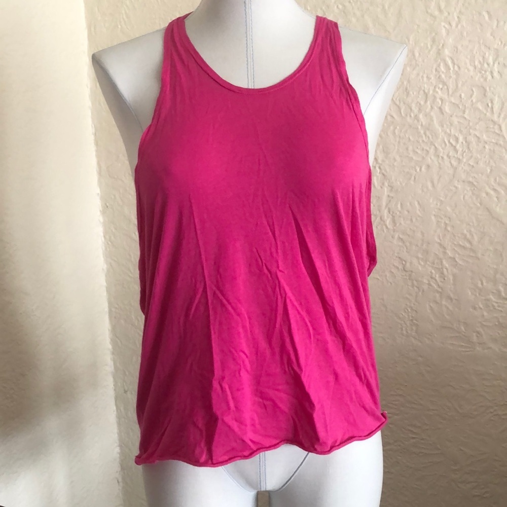 Splendid Pink Plunge Racerback Deep Arm Openings Tank Top - Picture 2 of 7